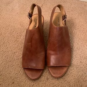 Lucky Brand Open Toed Ankle Booties